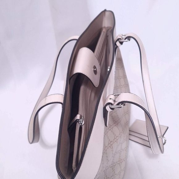 Nine West Tote Bag Beige Monogram Shoulder Bag w/ Card Holder & Top Zip Mint - Picture 6 of 12